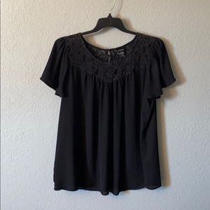 Torrid size 2 black chiffon flutter sleeve blouse